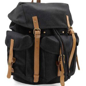 Classic Medium 16 in Stylish Cotton Canvas Backpack C02.BLK